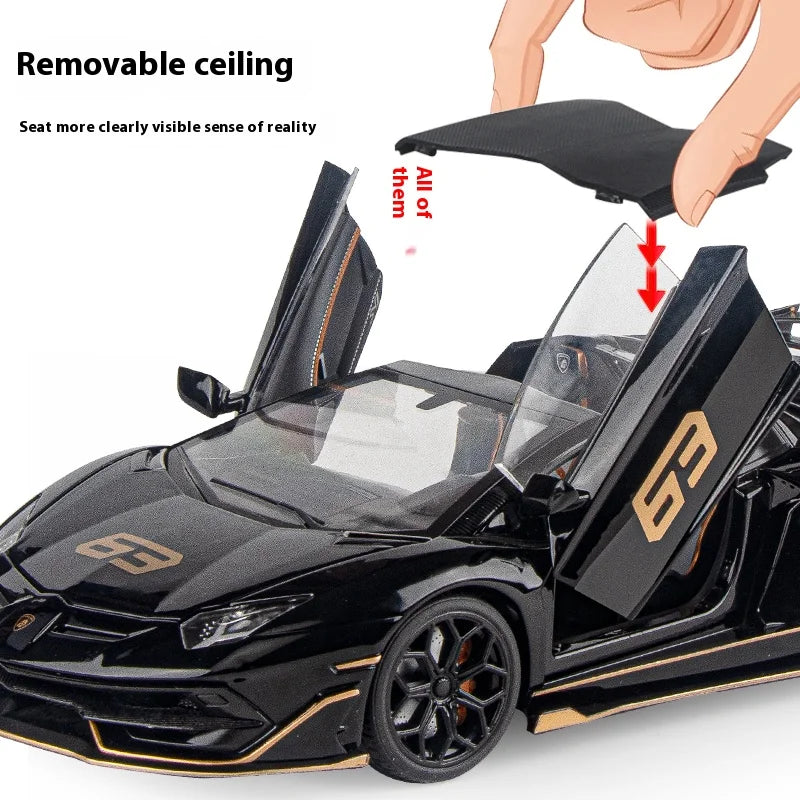 1:18 Lamborghini Aventador SVJ Hidden Edition Race King Supercar Legierung Druckguss Modell Auto Sound &amp; Licht Kinder Spielzeug Geschenk Präsentieren
