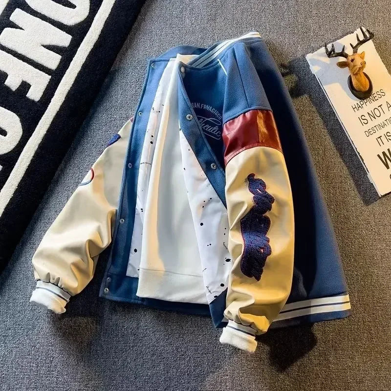 New Handsome Baseball Jackets for Men Spring and Autumn Trendy Brand Jackets with Embroidered Appliques Which Are All - Matching