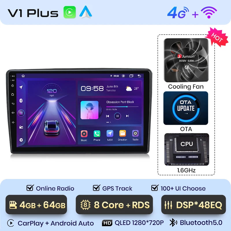 Junsun V1 Plus Car Radio For Citroen C5 2008 - 2017 wireless CarPlay Android Auto car intelligent systems No 2 din 2din DVD