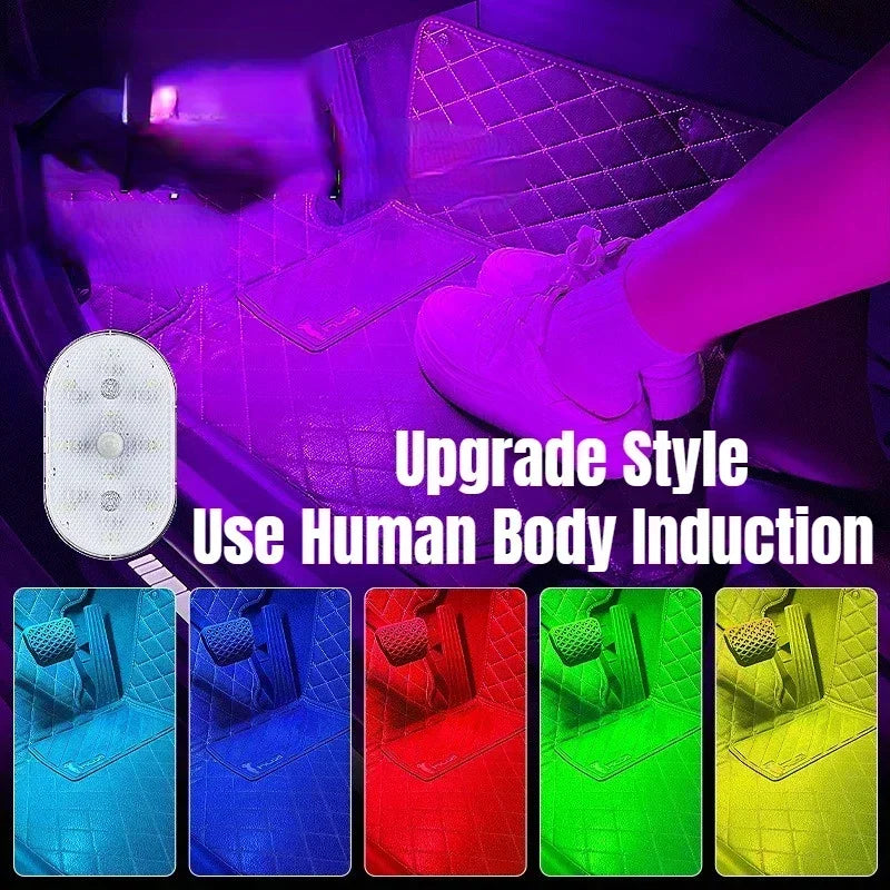 Motion Sensor Led Light USB Rechargeable Automatic Induction Sensing Light Wireless Foot Lamp for Car Trunk Door