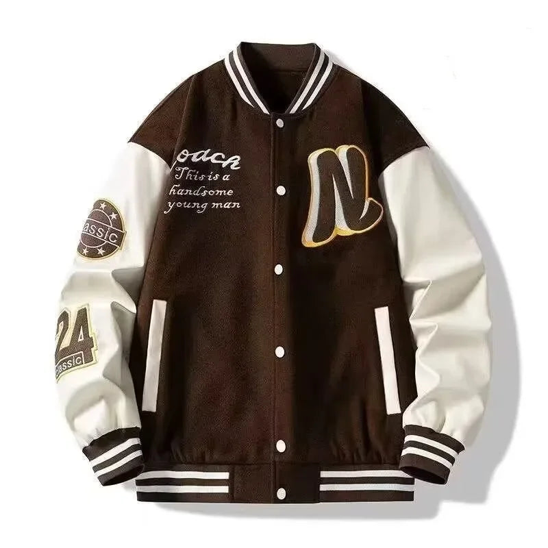 Stylish Patchwork Jacket New Style Baseball Uniform Trendy Men's Spring Autumn Couple's Attractive Hong Kong Style Top