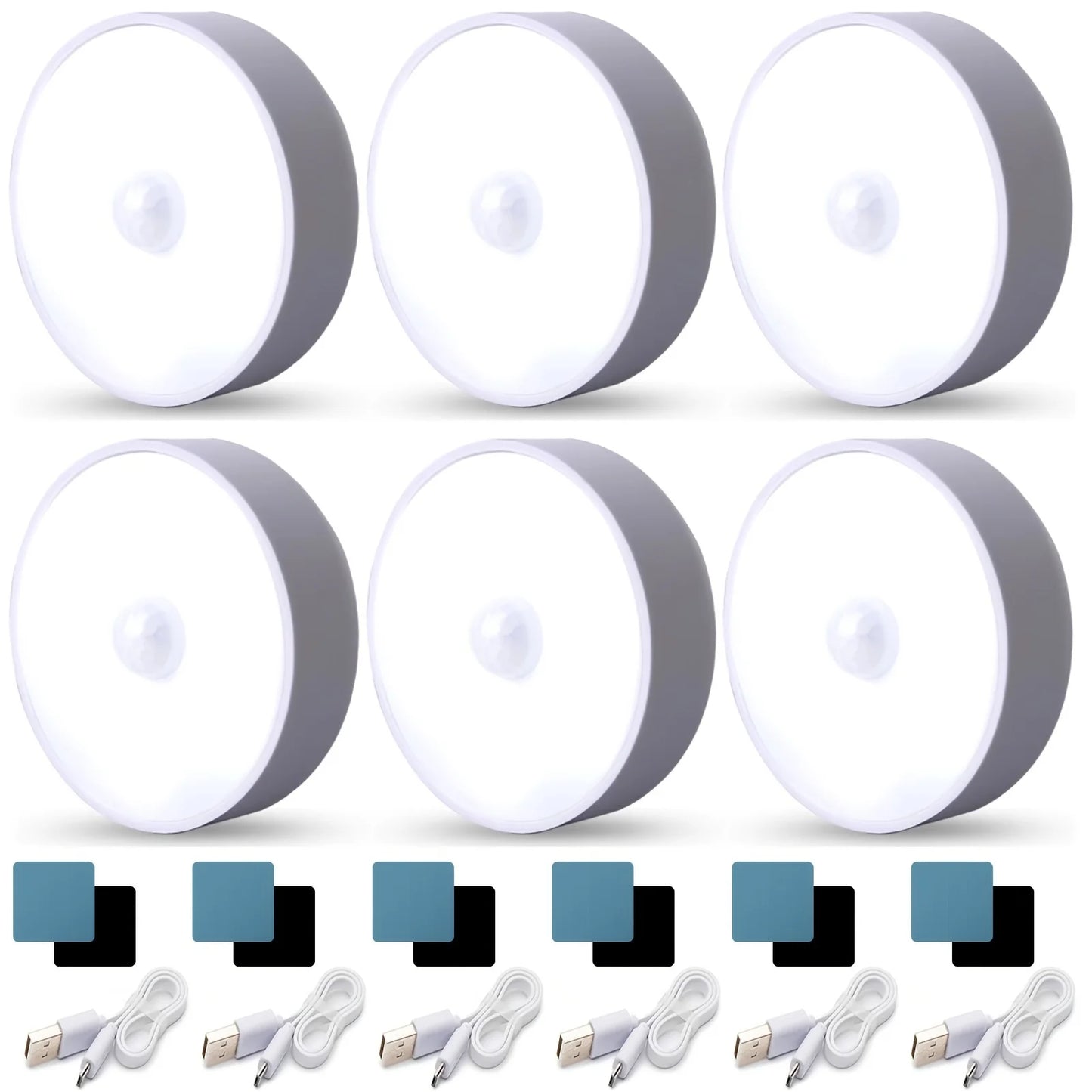 Motion Sensor LED Night Light USB Rechargeable Night Lamp Kitchen Cabinet Wardrobe Lamp Staircase Wireless LED Closet Light