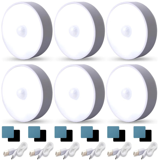 Motion Sensor LED Night Light USB Rechargeable Night Lamp Kitchen Cabinet Wardrobe Lamp Staircase Wireless LED Closet Light