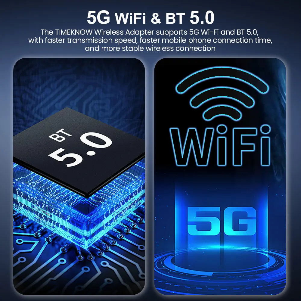 TIMEKNOW NEW Wireless CarPlay AdapterWireless Android Auto Adapter 2 in 1 for Mazda Subaru Citroen Audi Mercedes Kia Ford Opel