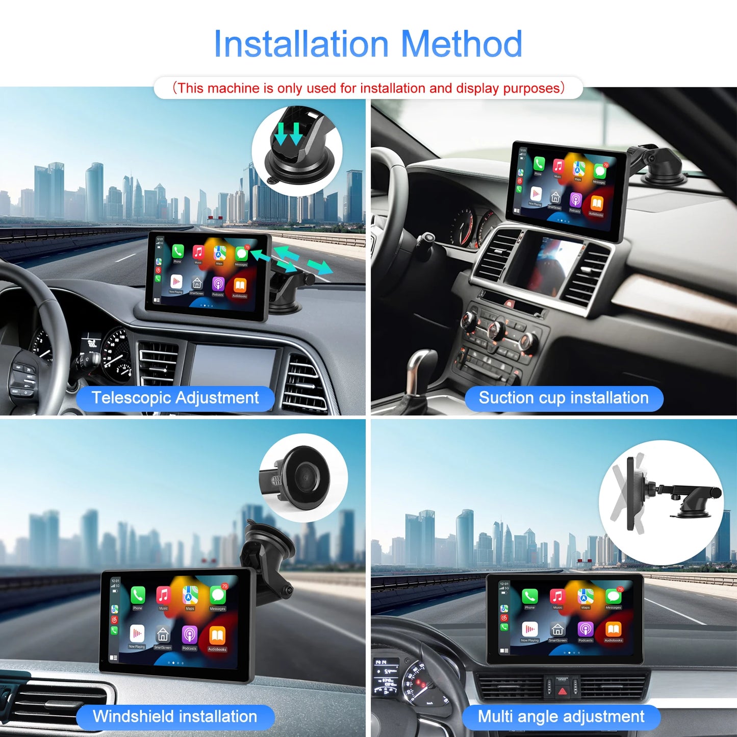 Hikity 10,26 Zoll Automonitor mit kabelloser CarPlay- und Android Auto-Funktion, MP5-Player, Smart-Player, Armaturenbrett, unterstützt Bluetooth, AirPlay und Rückfahrkamera