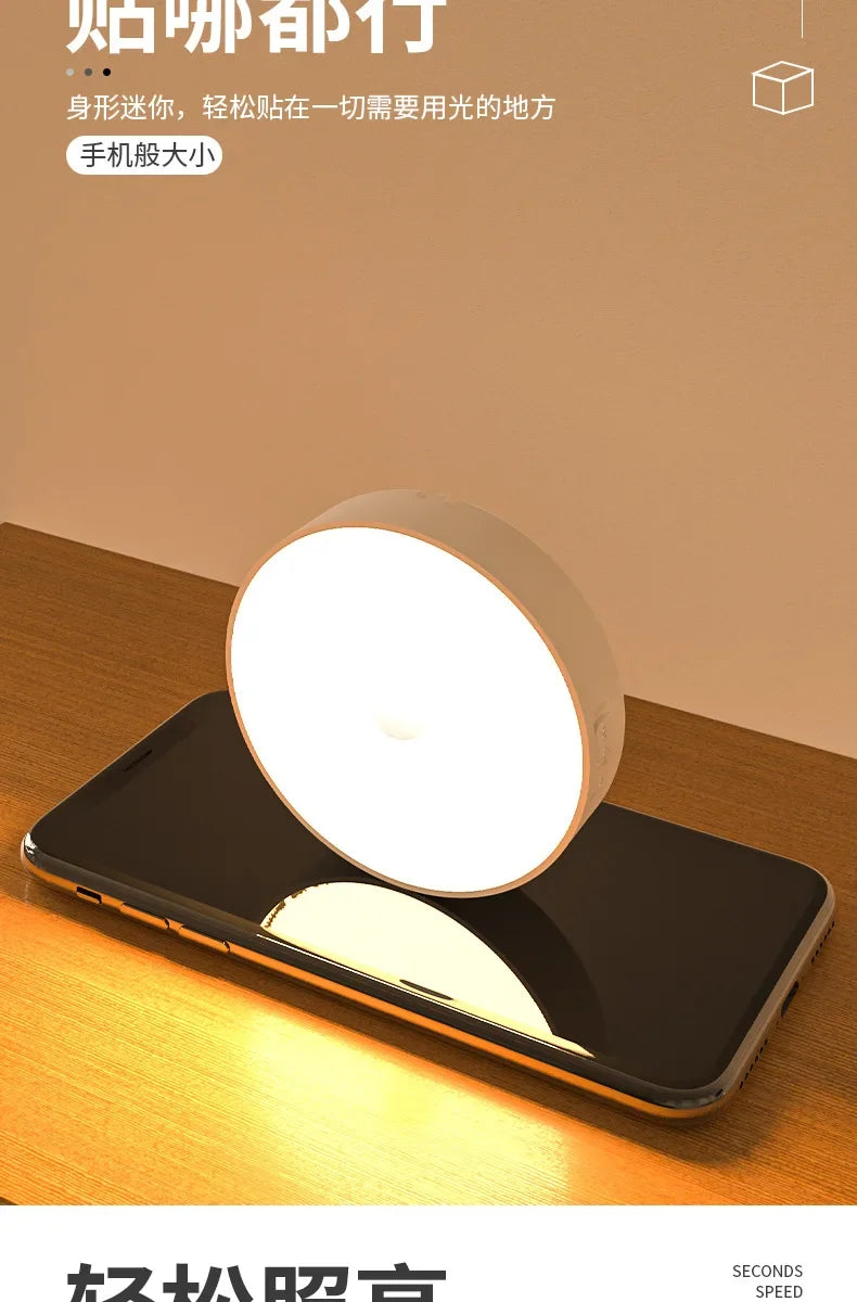 Motion Sensor LED Night Light USB Rechargeable Night Lamp For Kitchen Cabinet Wardrobe Lamp Staircase Wireless Closet Light