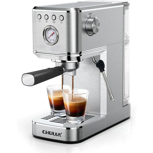 Kom-Pro Espresso Machine 20 Bar, Semi Automatic Stainless Steel Coffee Machine for Home Latte Cappuccino Espresso Maker